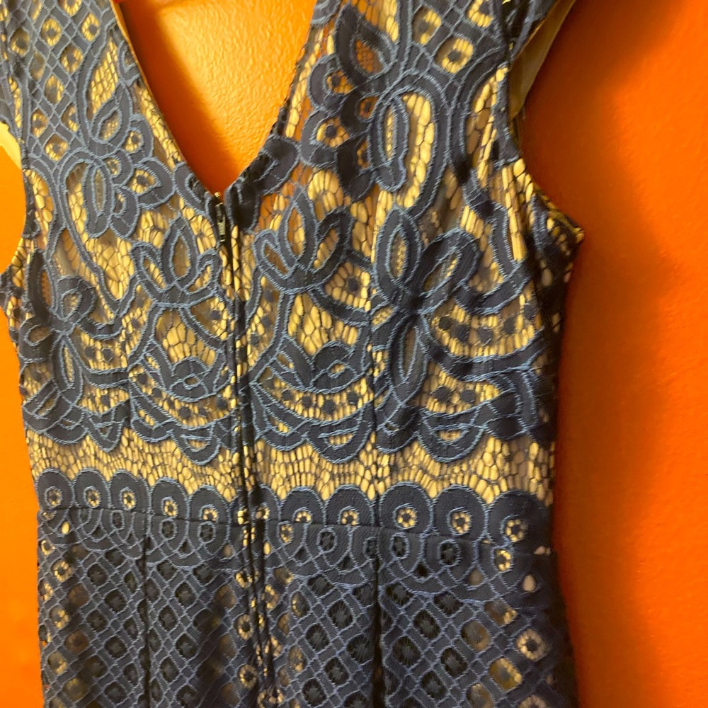 Navy Blue Elegant Lace Dress